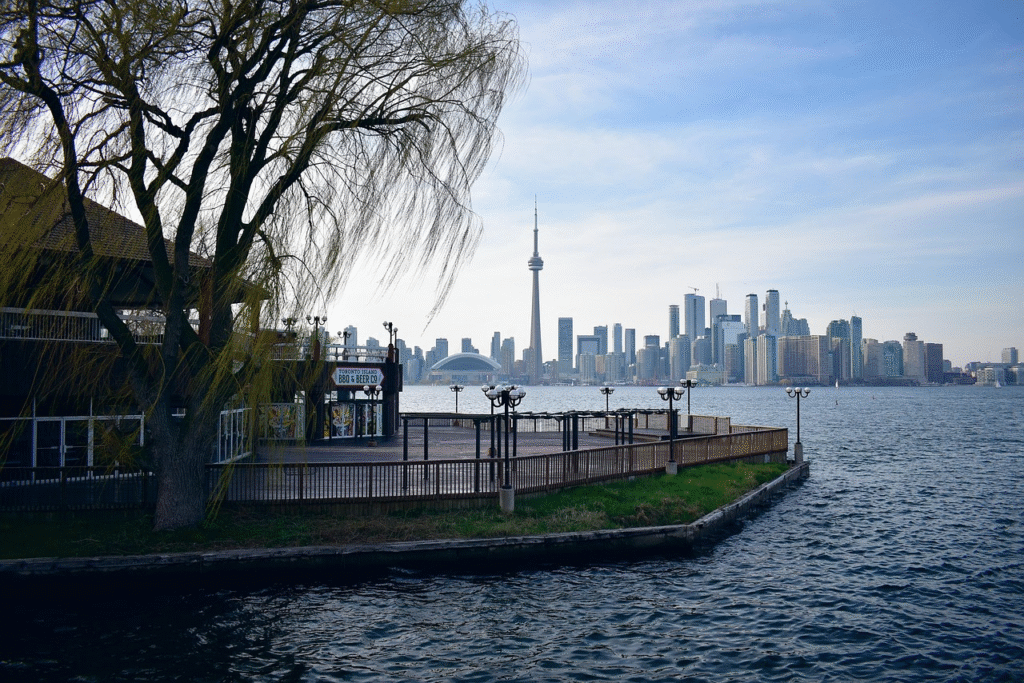 Toronto Islands view with walking trails and skyline, perfect stop on a Toronto in 3 Days itinerary
